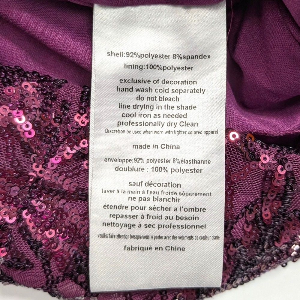 DB Studio Short Allover Sequin Illusion Plunge Mini Dress Sz 4 Purple NWT - Picture 8 of 14